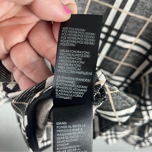 Liverpool Women’s Jacket Check Plaid Size S Button Up Black Cream Pockets Flawed - Picture 5 of 16